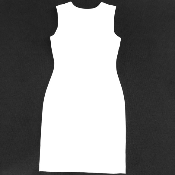 DVF KNEE LENGTH DRESS-WHITE LYCRA-SCALLOP DETAILS - Picture 1 of 2